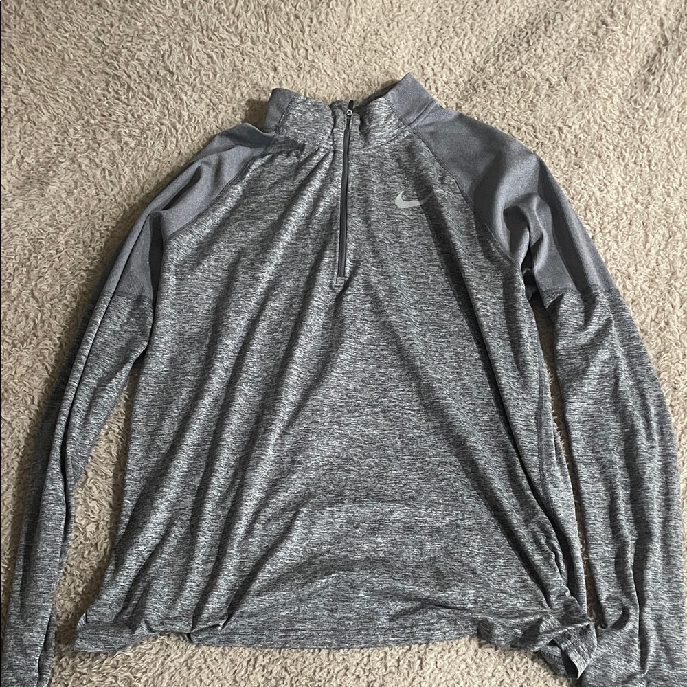 Nike Heather Gray Long-Sleeve Half-Zip Performance Top